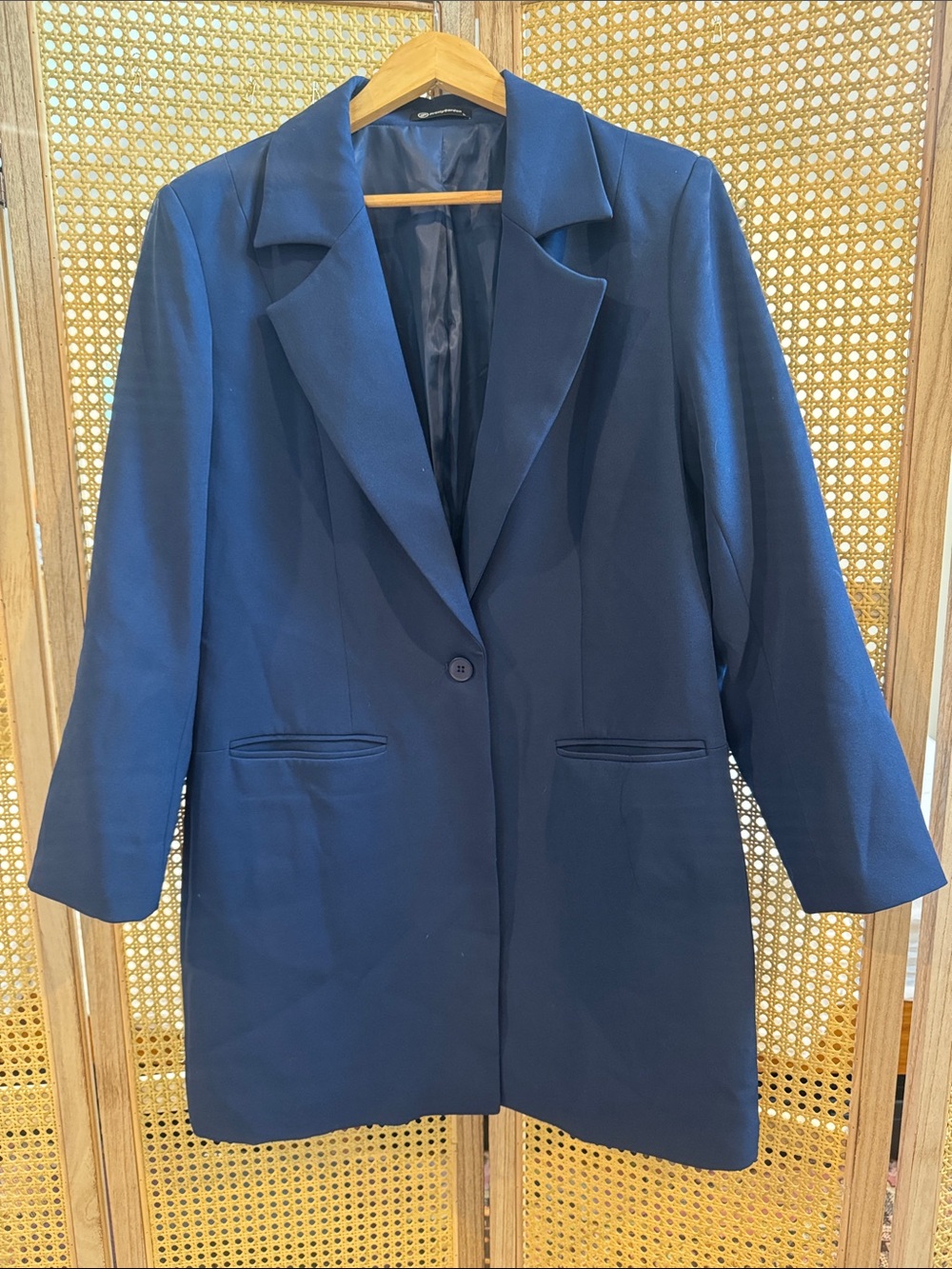 Pretty Garden Navy Single-Button Long Blazer Jacket XL